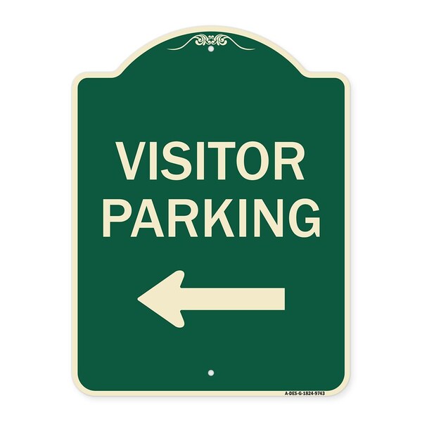 Designer Series-Visitor Parking Left, Green Heavy-Gauge Aluminum, 24" x 18", G-1824-9743